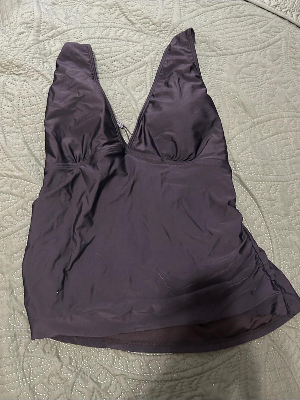 Zaful Black Deep V Swim Tankini Top